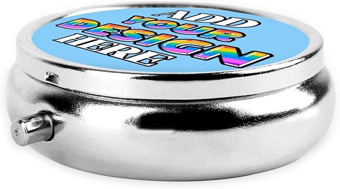 Custom Medicine Pill Organizer, Medicine Pill Box Case Container Travel Pill Holder Vitamin for Purse Med Wallet Portable Mini Pastillero Round, Light Sky Blue, Customized Gifts