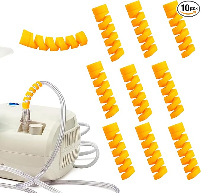 10 Pack Oxygen Tube Support Crimp Straightener for Oxygen Hose Keep Oxygen Hose from Kinking, Oxygen Tubing Supports Oxygen Accessories（Yellow）