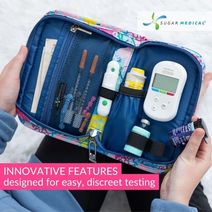 Sugar Medical Diabetes Supply Case | Medical Supplies Travel Bag | Glucose Meter Organizer | Diabetic Care Products | Glucometer Kit (Izzy-1)