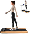 Goplus Walking Pad, Wooden Under Desk Treadmill for Home Office, Portable Walking Pad Treadmill with Remote Control, APP Control and LED Display, Installation-Free Walking Jogging Machine
