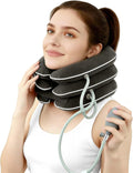 Cervical Neck Traction Device for Home Use Pain Relief,Neck Stretcher,Inflatable Support Neck Brace Adjustable,Neck Stress Relief&Relaxation Metal Valve TPU Liner with Air-Tightness(Dark Gray)
