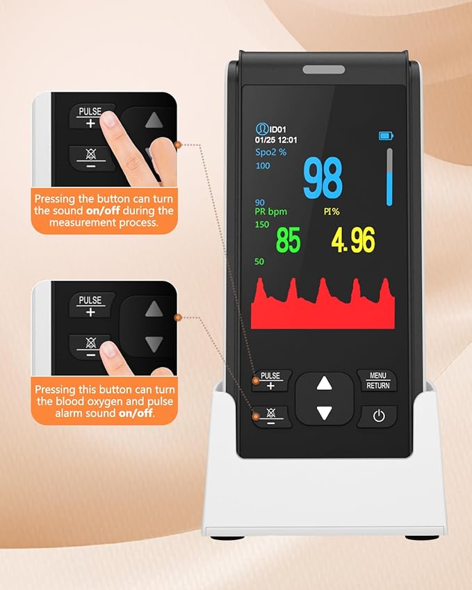 Pulse Oximeter Rechargeable Fingertip Pulse Ox, Handheld Pulse Oximeter, HealthTree Finger Blood Oxygen Saturation Monitor with SpO2 & Pulse Rate, Portable Oxygen Meter Finger for Adults