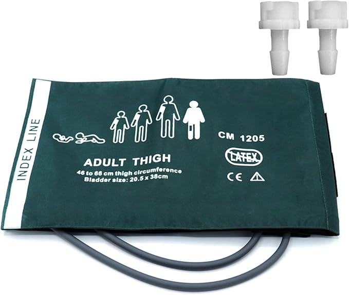 NIBP Cuff with BP18 Connectors for Adult Thigh, 46-66 cm Reusable Dual Tube Nylon Replacement BP Cuff with Inner Airbag for Blood Pressure Monitor Machine