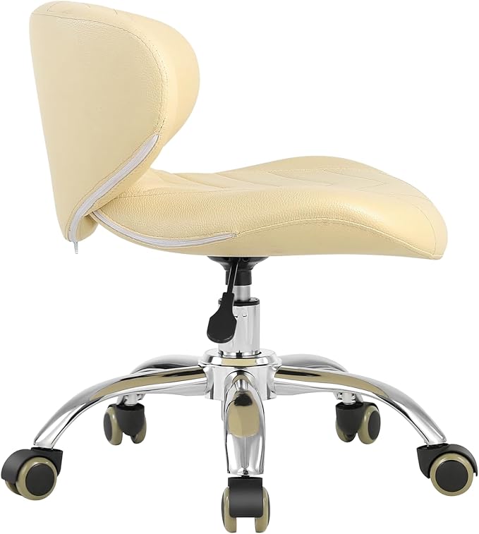 Pedicure Stool Hydraulic Height Adjustable with Back Support for Nail Salon Manicure Tech Pedicure Spa (Beige)