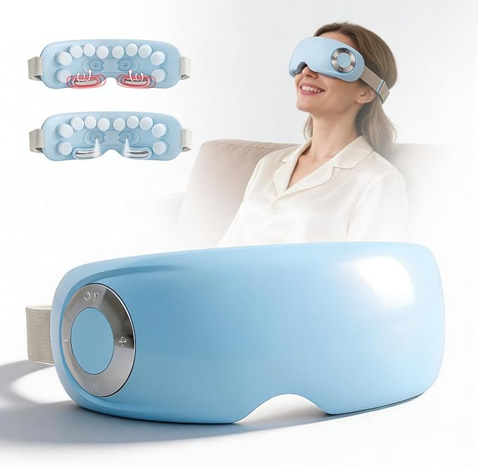 Eye Massager with Water Mist & Heat Therapy, 4 Modes Bluetooth Eye Massage Device for Dry Eyes & Eye Strain Relief, Gift for Women