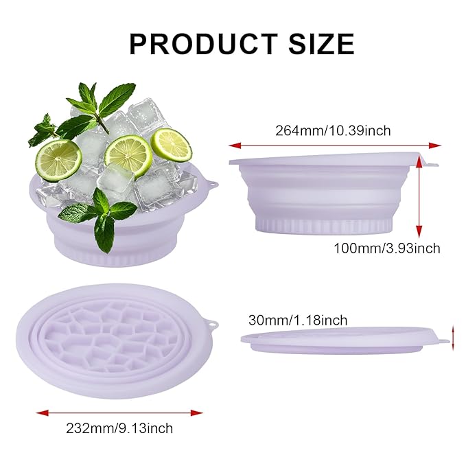 Face Bowl for Ice with Built-In Ice Tray, Face Ice Bath Bowl (Silicone), Foldable and Hanging Design, for Easy Storage and Carrying, for Cold Plunge Therapy Portable Spa Tool Home & Travel