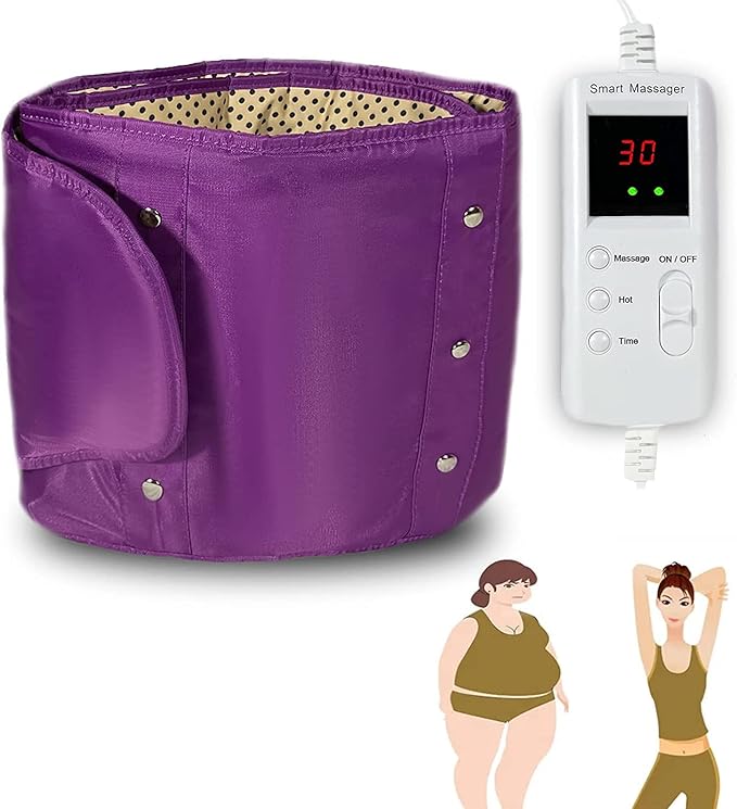Electric Massager Sauna Belt 360 ° Whole Circle Heat Hot Belt Heating Massage Pad for Lower Back and Waist Pain Relief Deep Tissue,Body Shaper, Ab Workout (Purple)