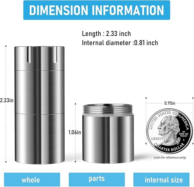 Titanium Pill Bottle+Micro Keychain Pill Holder