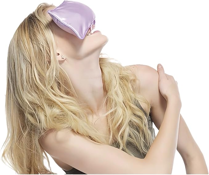 Lavender Eye Pillow, Hot or Cold Weighted Satin Eye Mask, Microwaveable Moist Heat Eye Compress, Washable Eye Pillow for Sleeping, Yoga, Meditation, Migraine Relief, Pack of 2(Lavender)