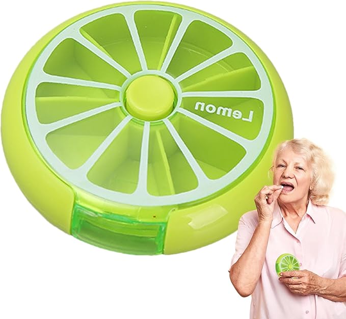 Weekly Pill Dispenser - Portable Round Pill Storage Box, Weekly Pill Case, Fruit-Shaped Design Storage Supplies for, Candy, Pills, and Other Items