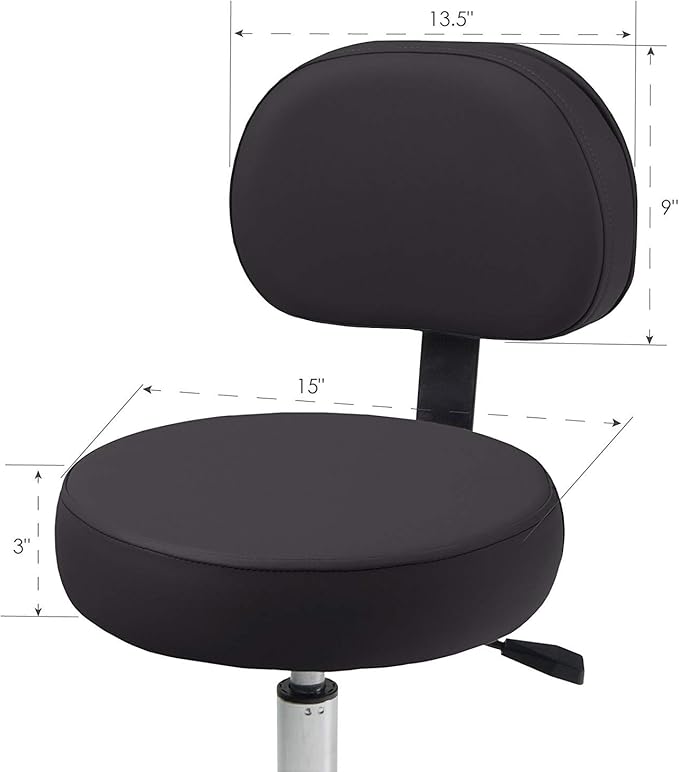 EARTHLITE Pneumatic Massage Salon Drafting Stool - No Leaking (vs. Hydraulic), Adjustable, Rolling, CFC-Free / Medical Spa Facial Chair