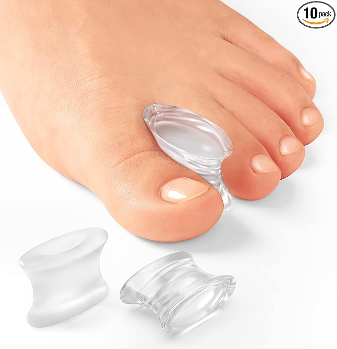 Povihome 10 Pack Gel Bunion Corrector and Toe Spacers Separators and Straightener Orthotics (4/10''Thick) for Sports Activities, for Men and Women Overlapping Toes, Bunion Pain Relief - Small Size