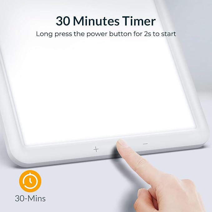 sympa Light Therapy Lamp, Sun Lamp with 10000 Lux, Happy Mood Lamp with Adjustable Brightness, Memory Function & 30 Minute Timer & Rotatable Stand, for Home Office Traveling