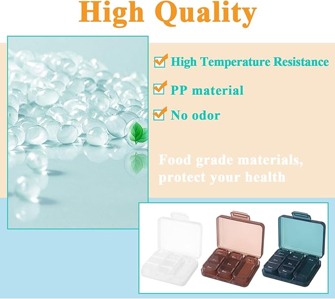 Portable Pill Organiser for Travel, 7-Day Pill Boxes with 7 Compartments 3 Separate Inner Boxes, Double Seal Dust-Proof, BPA-Free, for Vitamins, Medicines, DHA, Supplements (Blue)