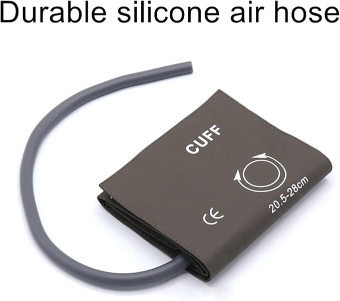 NIBP Cuff with BP12 Connector for Small Adult, 20.5-28 cm Single Tube Reusable PU Brown Replacement Blood Pressure Cuff with Inner TPU Airbag