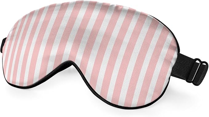 Striped Eye Mask Sleeping Mask Pink and White Stripes Sleep Masks Silky Soft Eye Cover for Women Men Shading Blindfold for Air Travel Sleeping