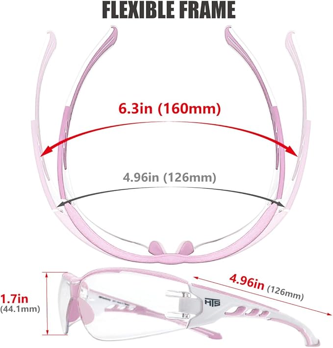 HTS HUNTERSKY Super Flexible Lightweight Anti Fog Wrap-Around U6 Clear Shooting Safety Glasses with ANSI Z87.1 Scratch Resist