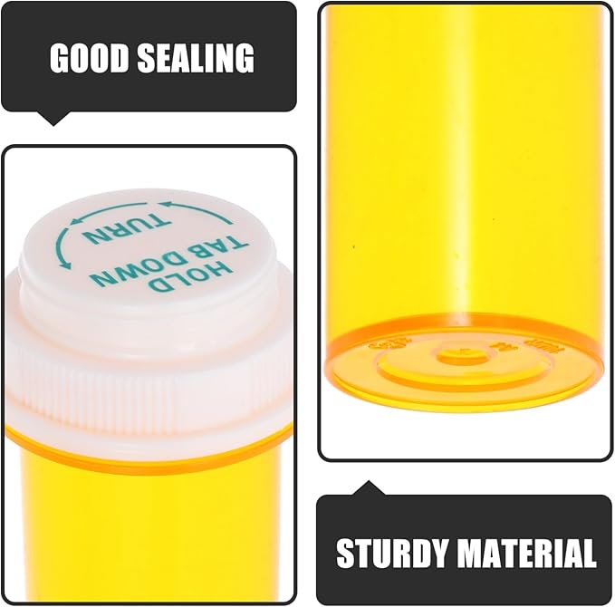 Beaupretty 10Pcs Travel Pill Bottle Organizer with Child Resistant Caps Small Plastic Medicine Containers Portable Pill Case Storage Box