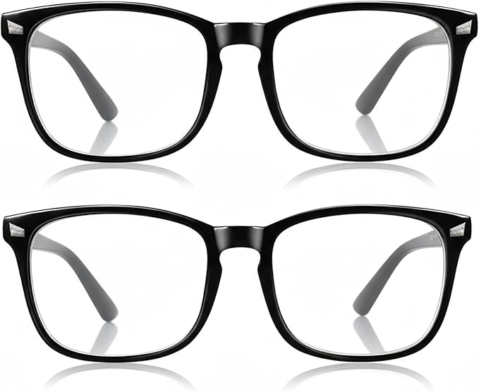 2 Packs Professional Sleep Glasses with 97.6% Blue Light Blocking Dual AR Coatings Clear Lens, Computer Gaming Glasses for Men Women, Anti Fatigue & Eye Strain