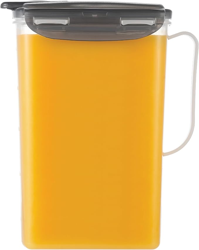 LocknLock Aqua Fridge Door Water Jug with Handle BPA Free Plastic Pitcher with Flip Top Lid Perfect for Making Teas and Juices, 2 Quarts, Gray