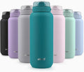 Ello Cooper 22oz Stainless Steel Water Bottle with Straw and Carry Handle, Double Walled and Vacuum Insulated Metal, Leak Proof Locking Lid with Soft Silicone Spout, Reusable, BPA Free, Antigua