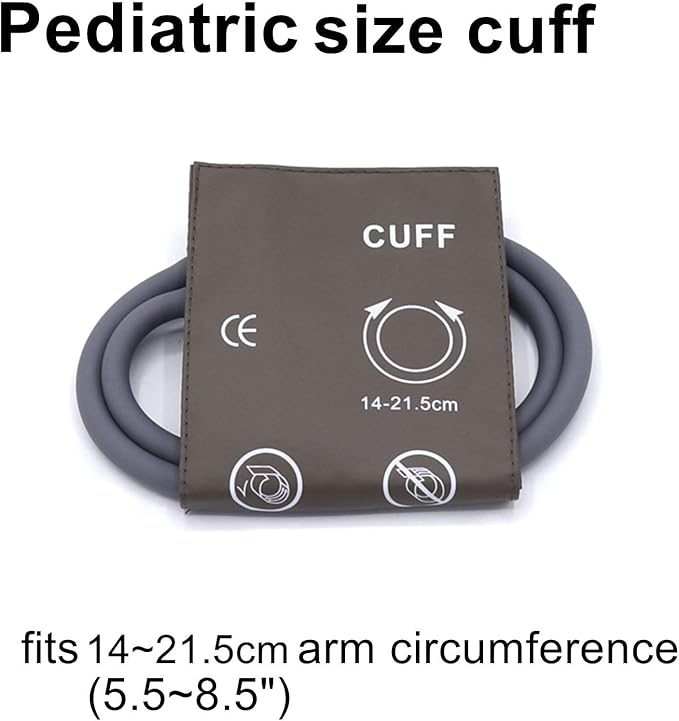 Blood Pressure Cuff with Dual Tubes for Pediatric Child 14-21.5 cm, Reusable PU Brown Replacement Blood Pressure Cuff, No BP Connector