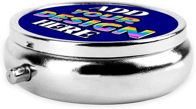 Custom Pill Holder, Medicine Pill Box Case Container Travel Pill Organizer Vitamin for Purse Med Wallet Portable Mini Pastillero Round, Navy, Personalized Gifts