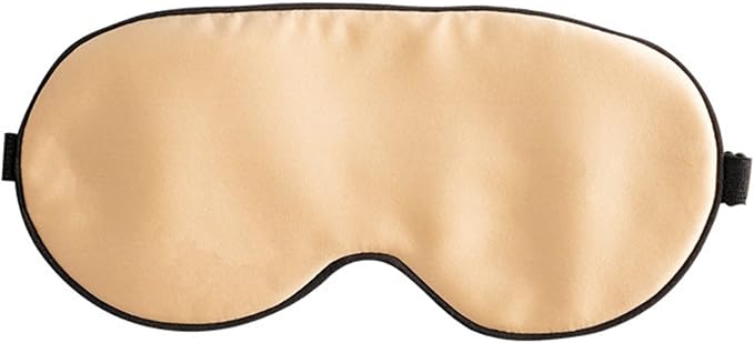 100% Mulberry Silk Sleep Mask for Women/Men Airplane Travel, Pure 22 Momme Silk Eye Mask Blackout for Sleeping, Ajustable, Luxury, Anti Wrinkle, Anti Aging Silk Blindfold, Made in USA (Champagne)