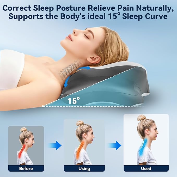 Sleep Apnea Pillow with Neck Pain & Snoring Relief -Orthopedic Cervical Pillow, Ergonomic Contour Memory Foam Pillow for Side, Back,Stomach Sleepers,Dreamers Relief,Medium Firm Support(Queen Size)