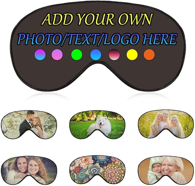 Personalized Eye Mask, Custom Eyeshade Blindfold Add Your Design Image Text Customized Eye Cover with Adjustable Strap for Sleeping Travel Work Naps Blocks Light, Taupe
