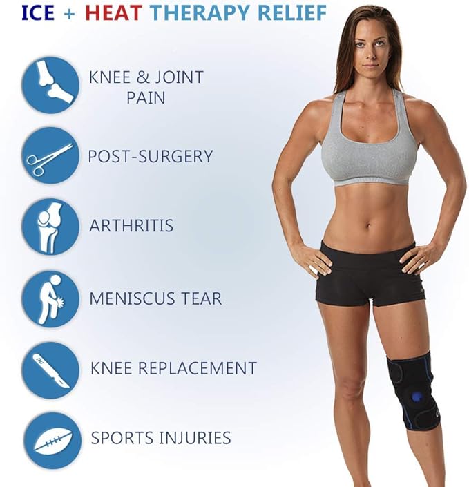 ComfiLife Knee Ice Pack with Wrap Reusable Hot & Cold Therapy Gel Pack Adjustable Compression Support for Injuries, Pain, Surgery, Arthritis, Meniscus and More