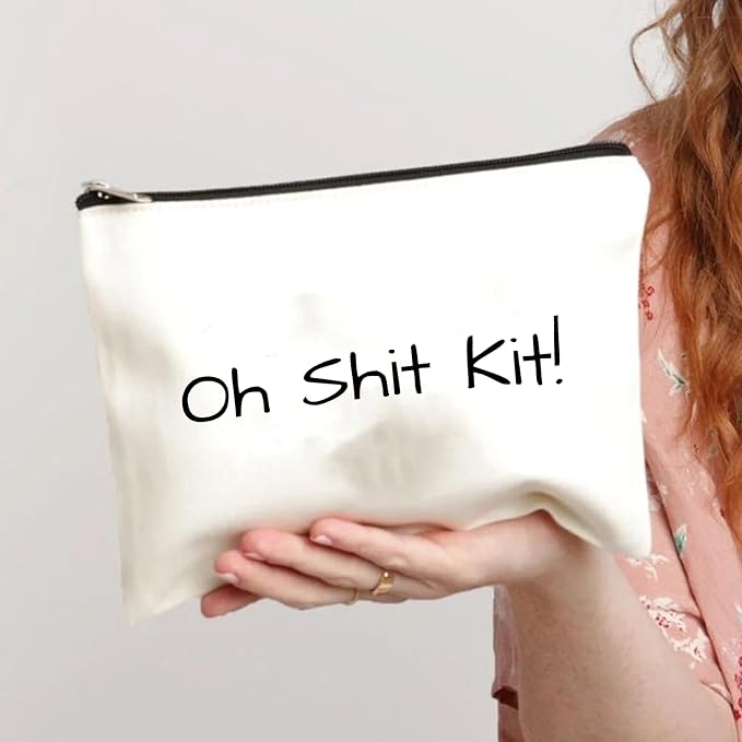 Oh Shit Kit Bag, Pill Bag Funny Travel Pouch Accessories Pouch, Makeup Cosmetic Bags Charger Storage Small Gift for Her (Style B)