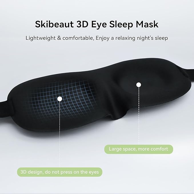 SkiBeau Cute 3D Sleeping Eye Mask Funny Blindfold 2 Pack Travel Sleep Masks Super Soft Weird Eye Cover for Men Women and Kids