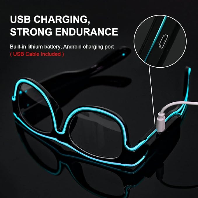 Ainiv Wireless Light Up Glasses 3 Modes LED Luminous Glasses Glow in the Dark for Parties, DJ, EDM, Halloween, Christmas