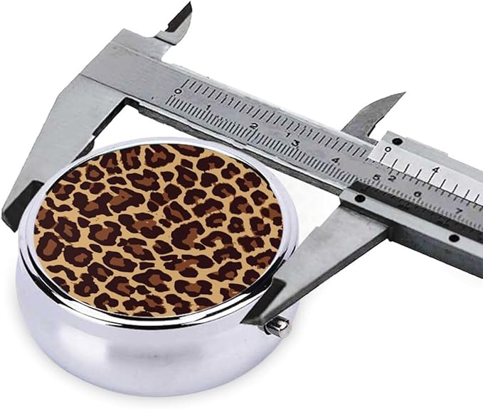 Men Women Round Pill Box Medicine Pill Case, Wild Cheetah Leopard Print Portable Medicine Tablet Vitamin Holder Organizer for Purse Pocket Travel Gift