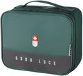 First Aid Kit Bag Empty Travel Medication Pouch Big Zippered Oxford Medical Survival Kit Carrier Handy Medicine Pills Drugs Package Organizer with 5 Pocket+1 Main Holder-9.8x7.9x5.3Inch (Green-L)