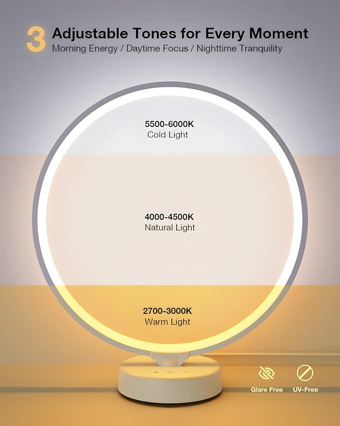 Sun Lamp 10000 Lux Light Therapy Lamp, UV-Free with Remote Control, 3 Color Temperatures, 4 Bright Levels & Timer, Seasonal Sunlight for Home, Office