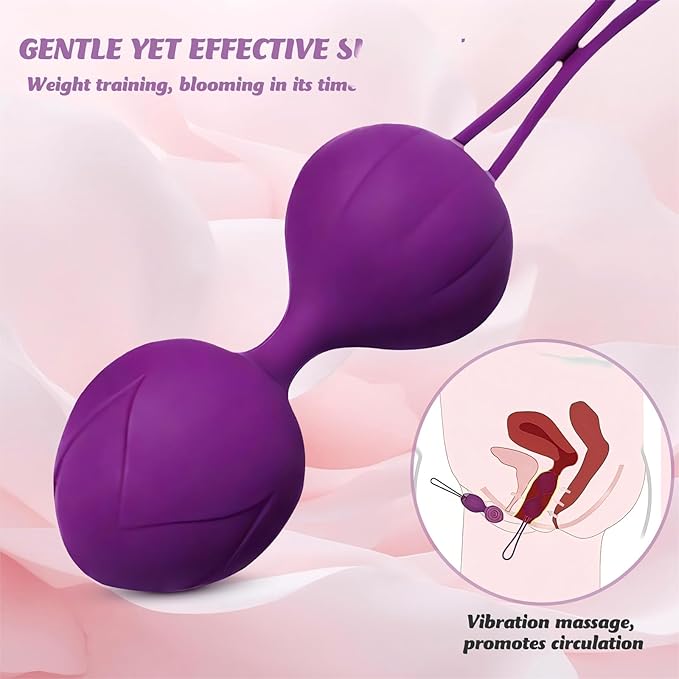 Kegel Balls for Women - 4-Piece Pelvic Floor Exercise Weights Set for Postpartum Recovery & Bladder Support, Medical Silicone Kegel Trainer for Home, Yoga & Travel Use (Purple)