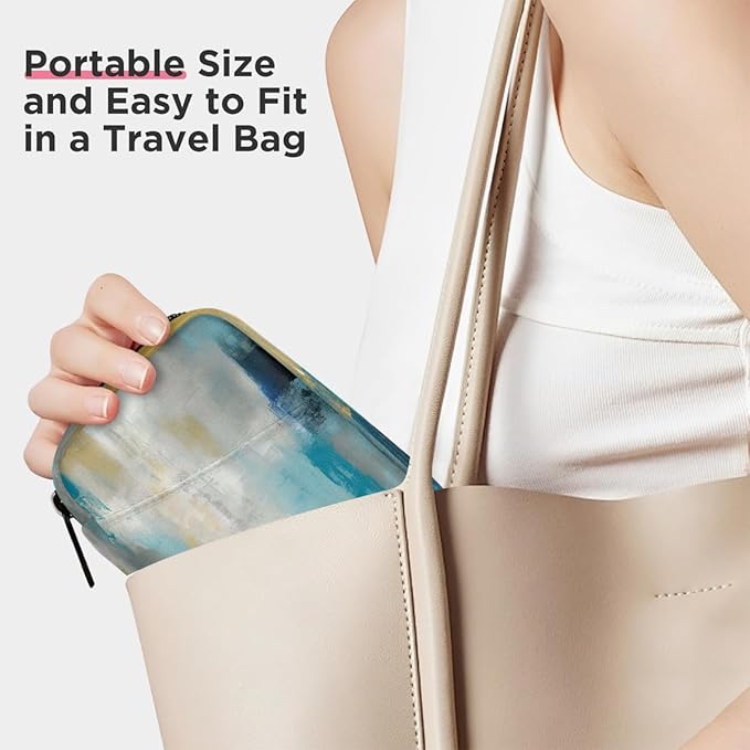 Blue Pattern Abstract Pill Case Travel Pill Organizer Weekly 7 Day Portable with Zipper Medicine Box Pill Case for Vitamins, Birth Control,Fish Oils,Medication, Supplements