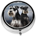 Pill Box 3 Compartment Medicine Pill Organizer Animal Schnauzer Dog Round Pill Case for Purse & Pocket Travel Pillbox Portable Metal Medicine Vitamin Fish Oil Organizer Unique Gift