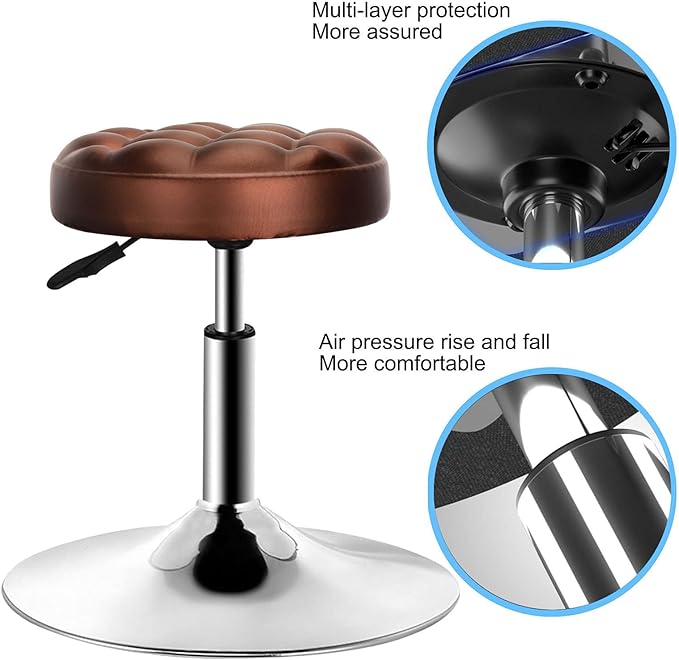 QiCheng&LYS Thick Padded Leather Shop Stool - Height Adjustable Counter & Desk Stool - Brown Bread