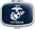 Veteran USMC Marine Corps White on Blue Officially Licensed Rectangle Pill Case Trinket Gift Box