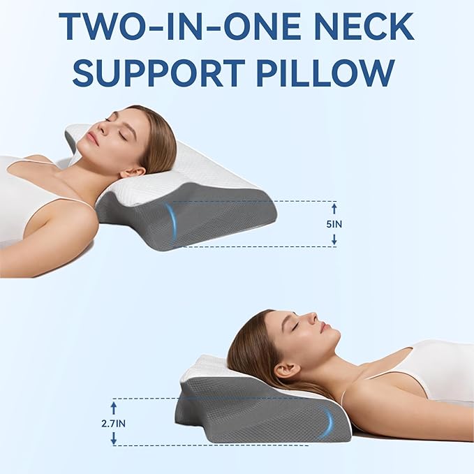 Neckhaven Pillow Snoring for Sleeping Ergonomic Sleep Apnea Pillow with Memory Foam Cervical Neck Pillow for Pain Relief with Pillowcase (Gray)