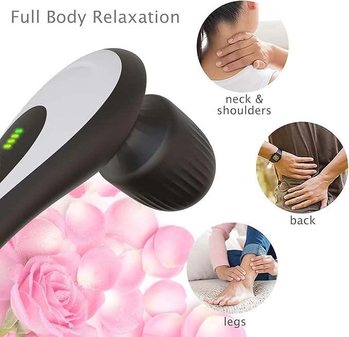 Personal Handheld Vibrating Massager-Cordless Electric Handheld Muscle Deep Tissue Neck Back Shoulder Foot, Portable Seven Wand Massage for Full Body (Black)
