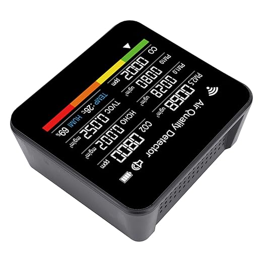 Zerodis Air Quality Analyzer Indoor Air Quality Meters Display Environmental Monitor for Home Office Indoor Pollution Detection VOC PM2.5 Temperature Humidity Smart Sensor