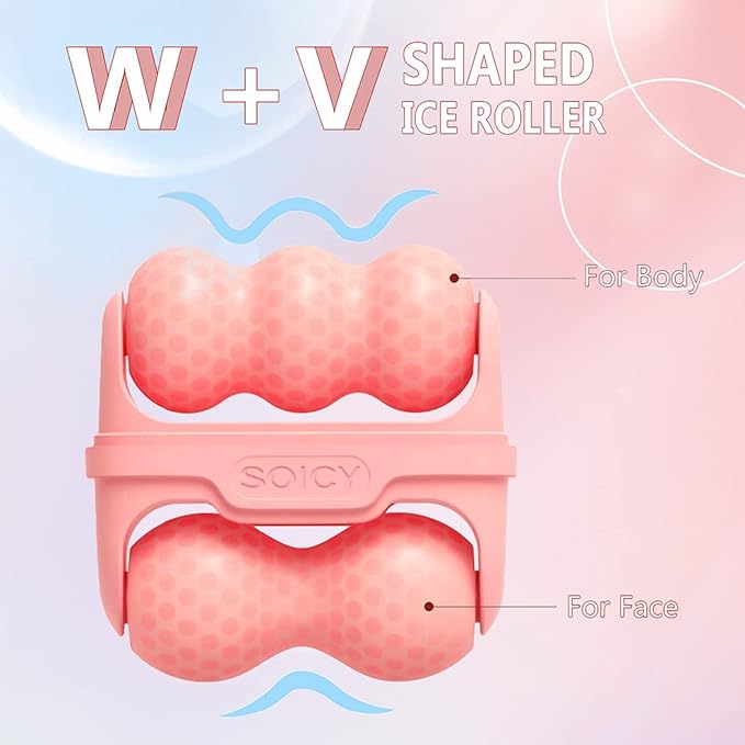 Ice Roller for Face & Eye, 2 in 1 Puffiness, Migraine, Pain Relief and Minor Injury - Diougens Lee Facial Ice Roller,Cold Therapy Massage Roller,Skin Care Products