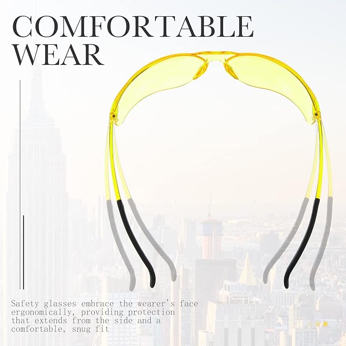 Queekay 12 Pack Safety Glasses Bulk Impact UV Scratch Glasses Protective Eyewear for Men Women Adolescents Eye Protection for Work Lab Construction Science (Amber)