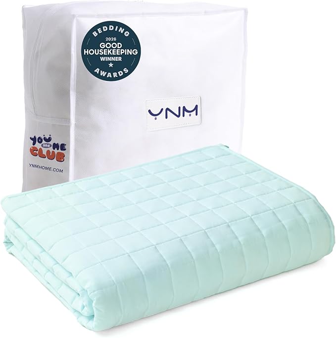 YnM 10lbs Weighted Blanket for Adults, Heavy Bed Throw Blanket with Cooling Glass Beads for All Season Use, Ideal for ~90lbs (48x72 Inches, Twin/Full, Mint Green)