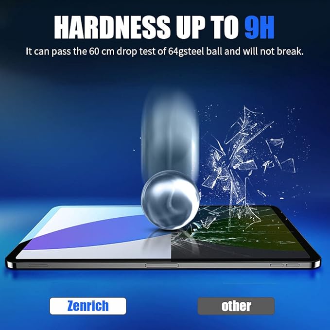 zenrich [2Pack ipad 10.2 Screen Protector with Anti Blue Light, iPad 9th/8th/7th Generation Tempered Glass Screen Protector with 9H Hardness/Bubble Free/Case Friendly, Pencil Compatible
