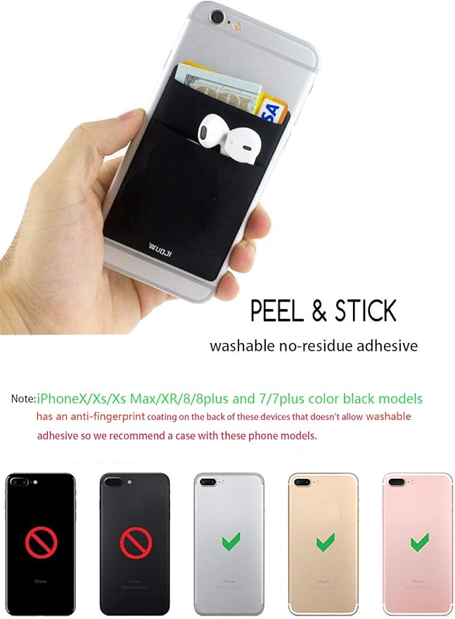 RFID Blocking Phone Card Wallet - Double Secure Pocket - Ultra-Slim Self Adhesive Credit Card Holder Card Sleeves Phone Wallet Sticker All Smartphones(Gold)-2PC